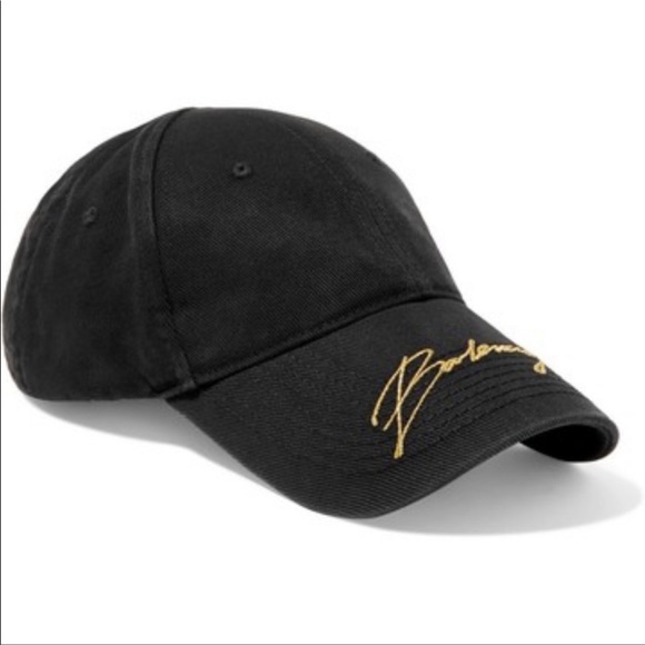 BALENCIAGA Black and gold signature cap - Picture 1 of 3